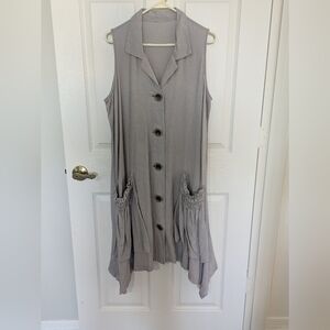For Cynthia Gray Linen Dress